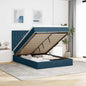 JUNG Vida Ottoman-Bett mit Matratzen & LEDs Dunkelblau 140x190 cm Samt