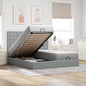 JUNG Vida Ottoman-Bett mit Matratzen & LEDs Hellgrau 200x200 cm Stoff