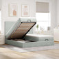 JUNG Vida Ottoman-Bett mit Matratzen & LEDs Hellgrau 180x200 cm Samt