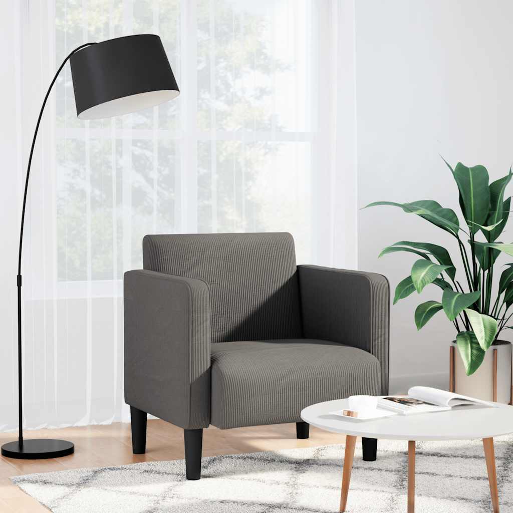 JUNG Vida Sessel mit Armlehnen Hellgrau 54 cm Cordstoff