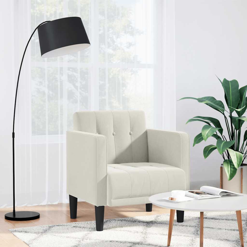 JUNG Vida Sessel mit Armlehnen Creme 53 cm Samt