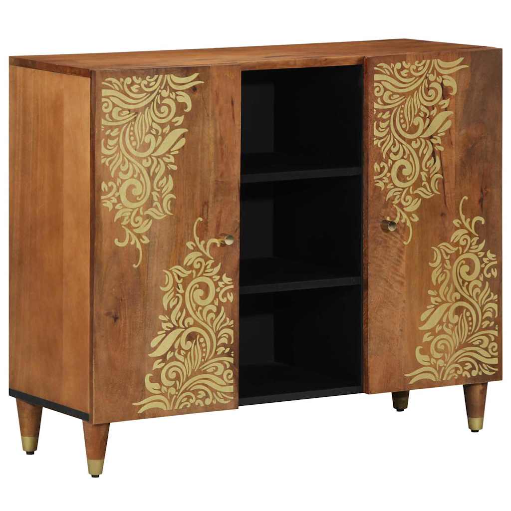 JUNG Vida Sideboard mit Regal Braun 90 x 33 x 75 cm Massivholz Mango