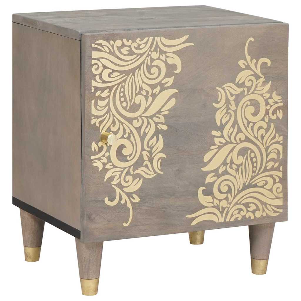 JUNG Vida Nachttisch mit Tür Grau 40 x 33 x 46 cm Massivholz Mango