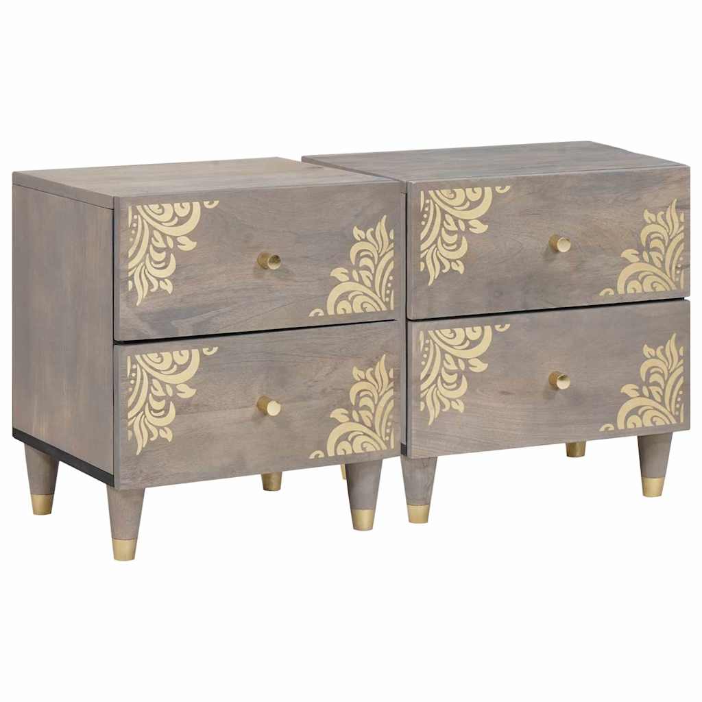 JUNG Vida Nachttisch 2 pcs Grau 40 x 33 x 46 cm Massivholz Mango