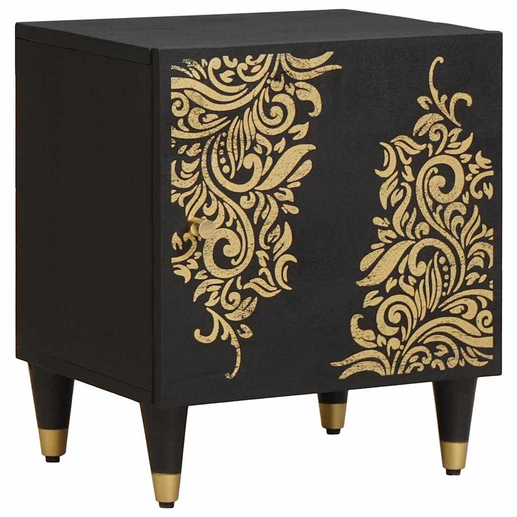 JUNG Vida Nachttisch mit Tür Schwarz 40 x 33 x 46 cm Massivholz Mango
