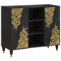 JUNG Vida Sideboard mit Regal Schwarz 90 x 33 x 75 cm Massivholz Mango