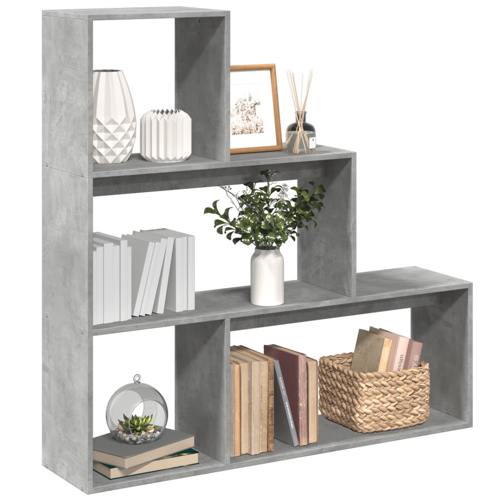 JUNG Vida Raumteiler-Bücherregal 3 Stufen Betongrau 123x29x123 cm