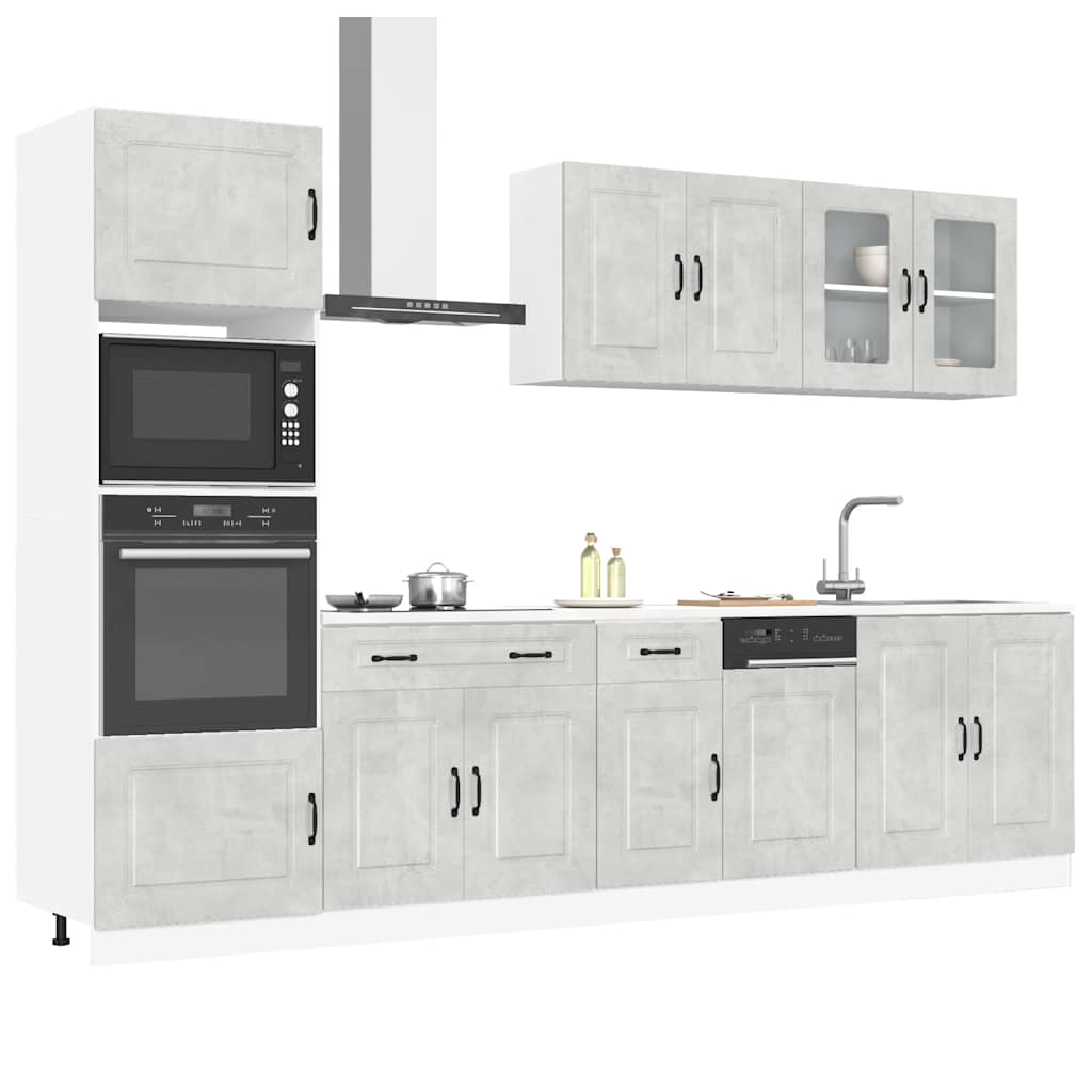 JUNG Vida 7-tlg. Küchenschrank-Set Kalmar Betongrau Holzwerkstoff