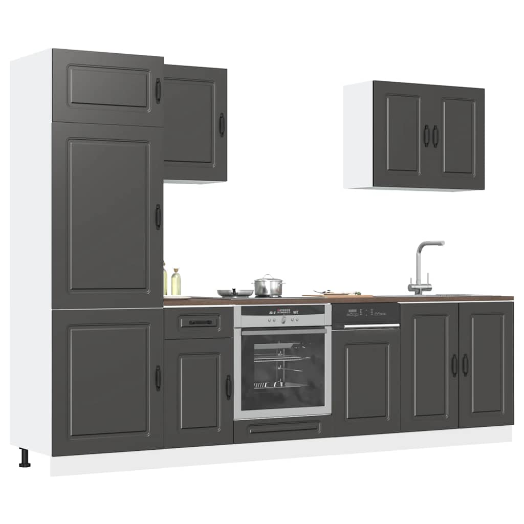 JUNG Vida 7-tlg. Küchenschrank-Set Kalmar Schwarz Holzwerkstoff