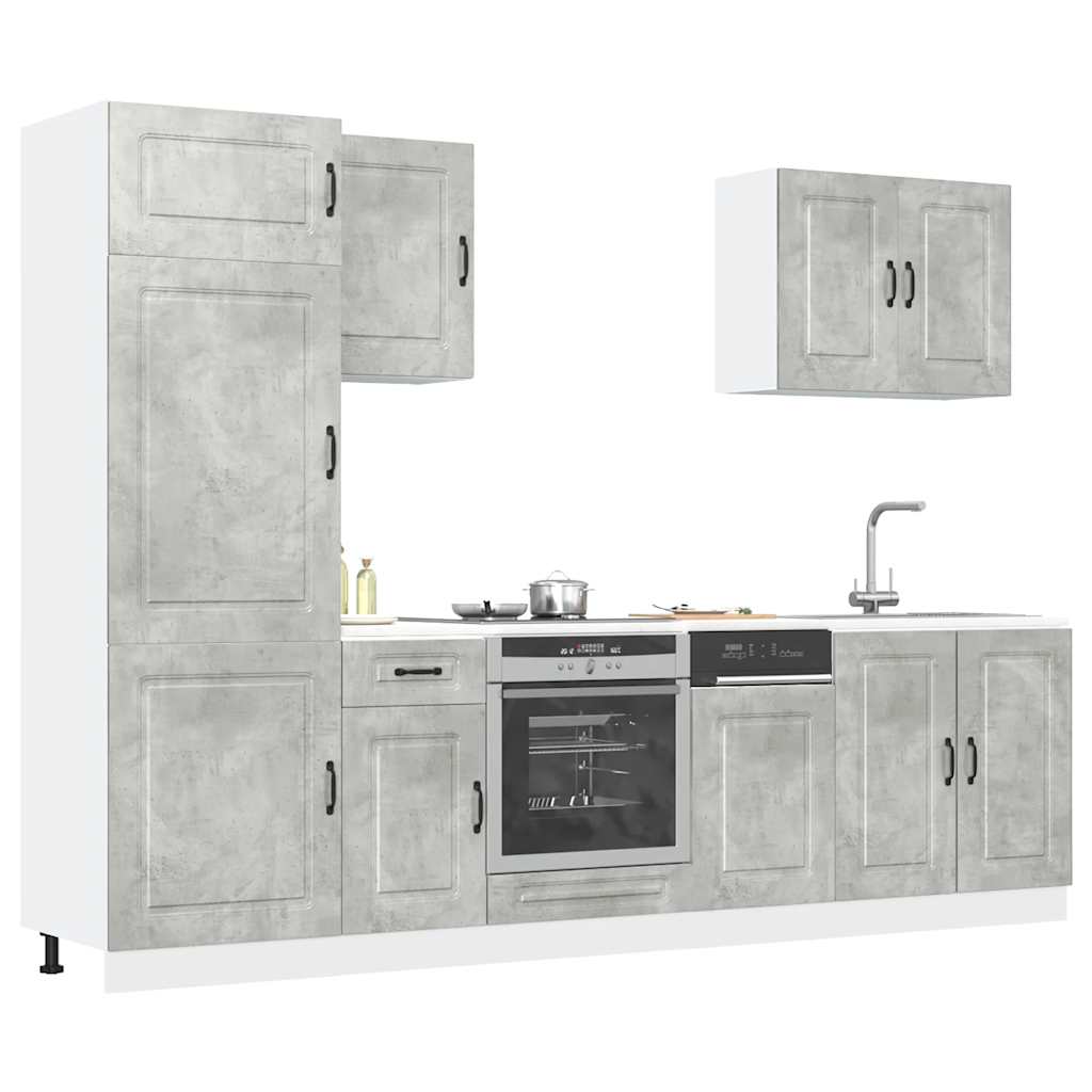 JUNG Vida 7-tlg. Küchenschrank-Set Kalmar Betongrau Holzwerkstoff