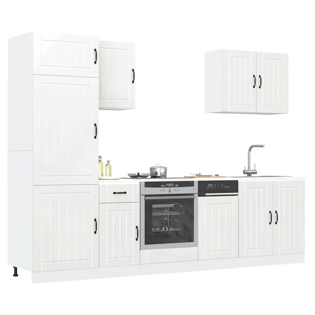 JUNG Vida 7-tlg. Küchenschrank-Set Lucca Hochglanz-Weiß Holzwerkstoff