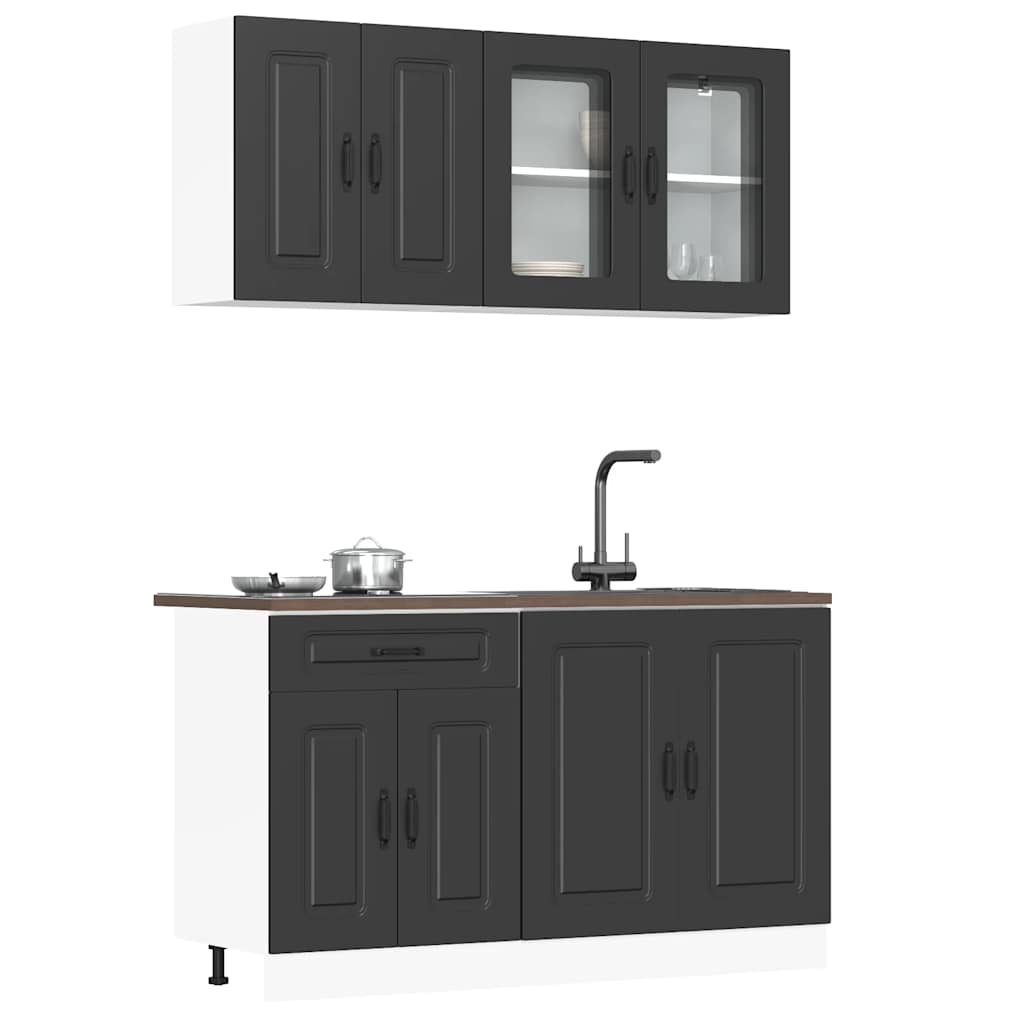 JUNG Vida 4-tlg. Küchenschrank-Set Kalmar Schwarz Holzwerkstoff