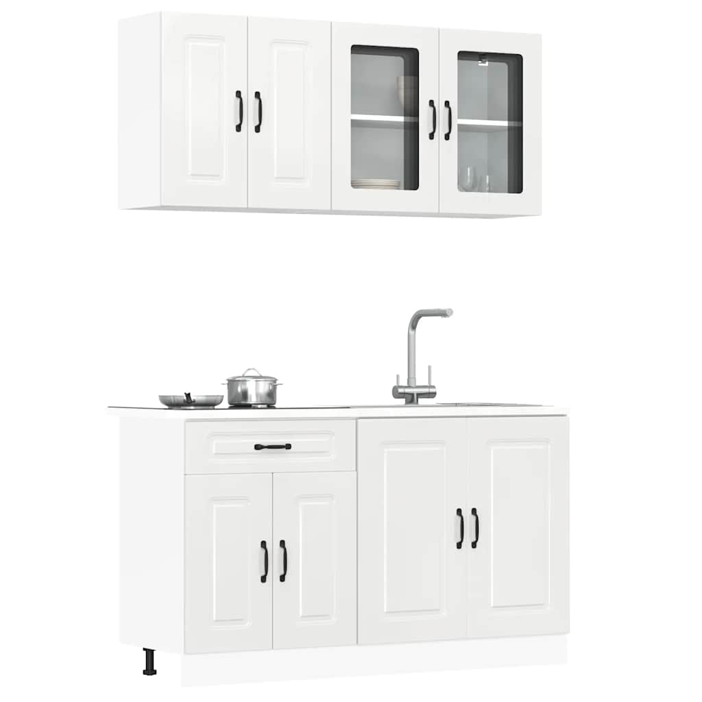 JUNG Vida 4-tlg. Küchenschrank-Set Kalmar Hochglanz-Weiß Holzwerkstoff