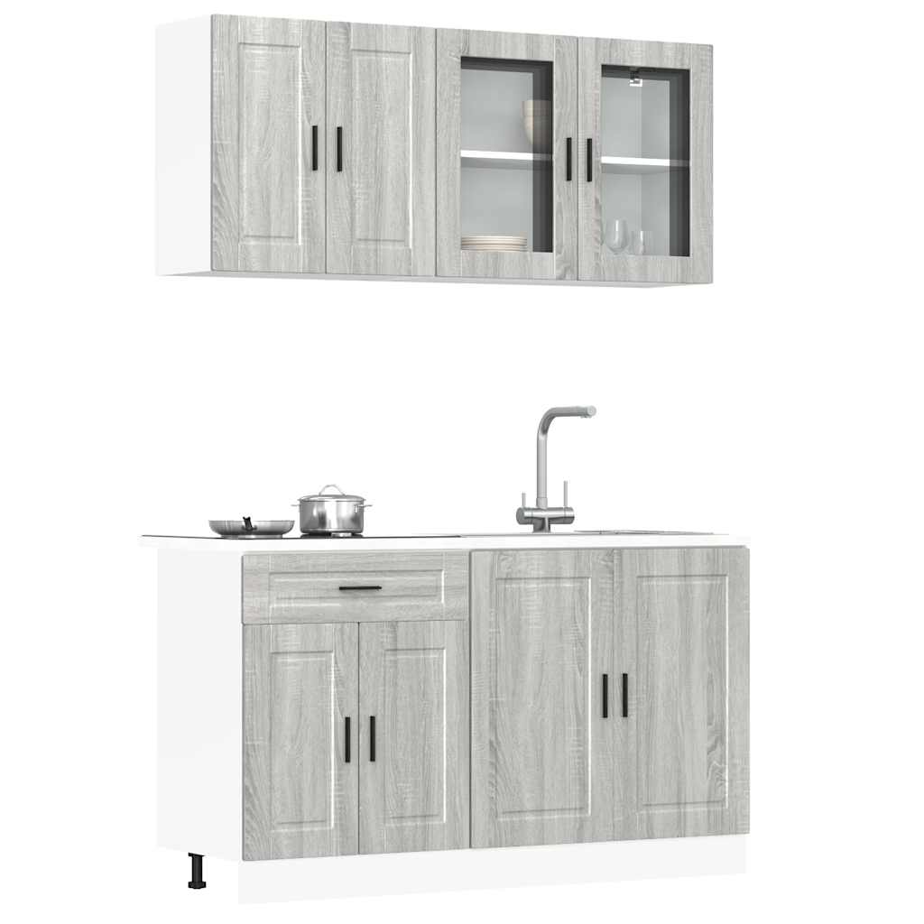 JUNG Vida 4-tlg. Küchenschrank-Set Porto Grau Sonoma Holzwerkstoff