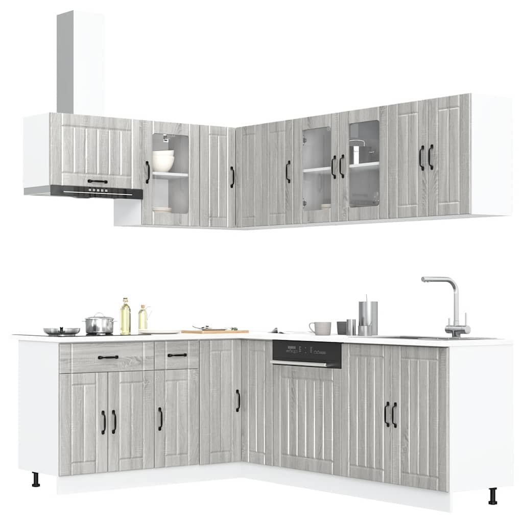 JUNG Vida 11-tlg. Küchenschrank-Set Lucca Grau Sonoma Holzwerkstoff