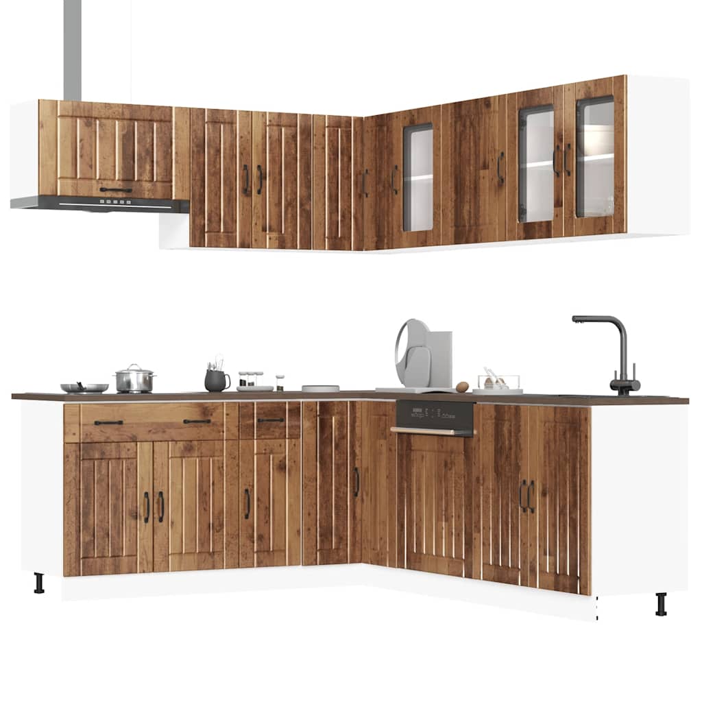 JUNG Vida 11-tlg. Küchenschrank-Set Lucca Altholz-Optik Holzwerkstoff