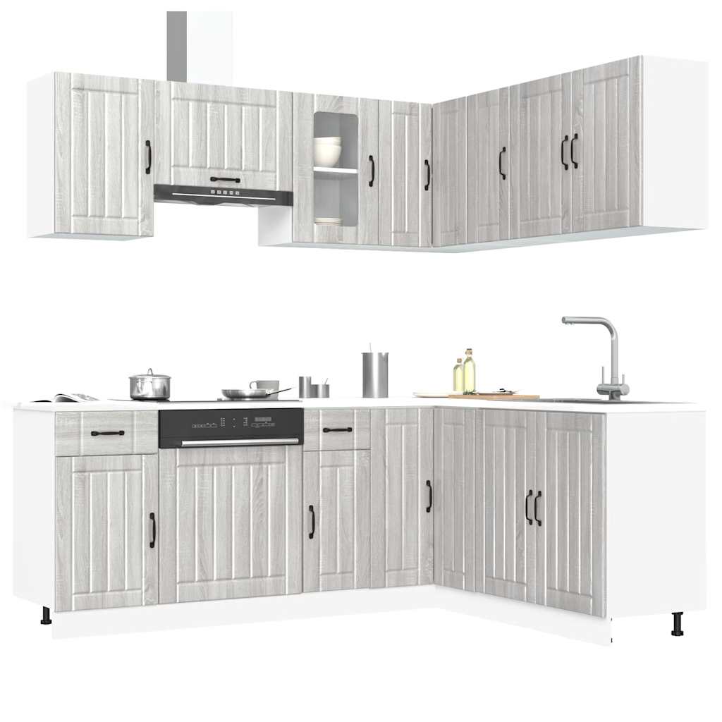 JUNG Vida 11-tlg. Küchenschrank-Set Lucca Grau Sonoma Holzwerkstoff