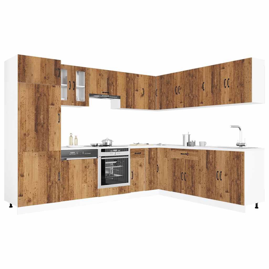 JUNG Vida 14-tlg. Küchenschrank-Set Lucca Altholz-Optik Holzwerkstoff