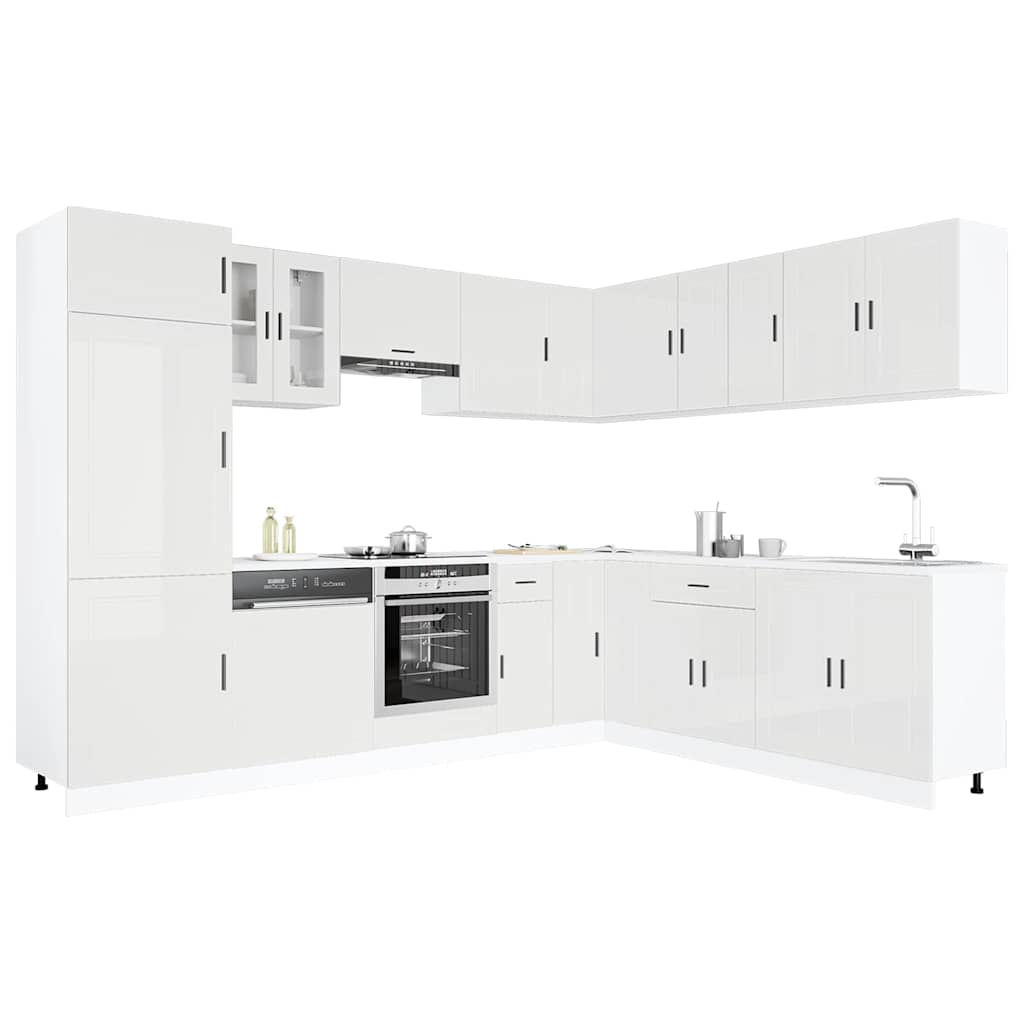JUNG Vida 14-tlg. Küchenschrank-Set Porto Hochglanz-Weiß Holzwerkstoff