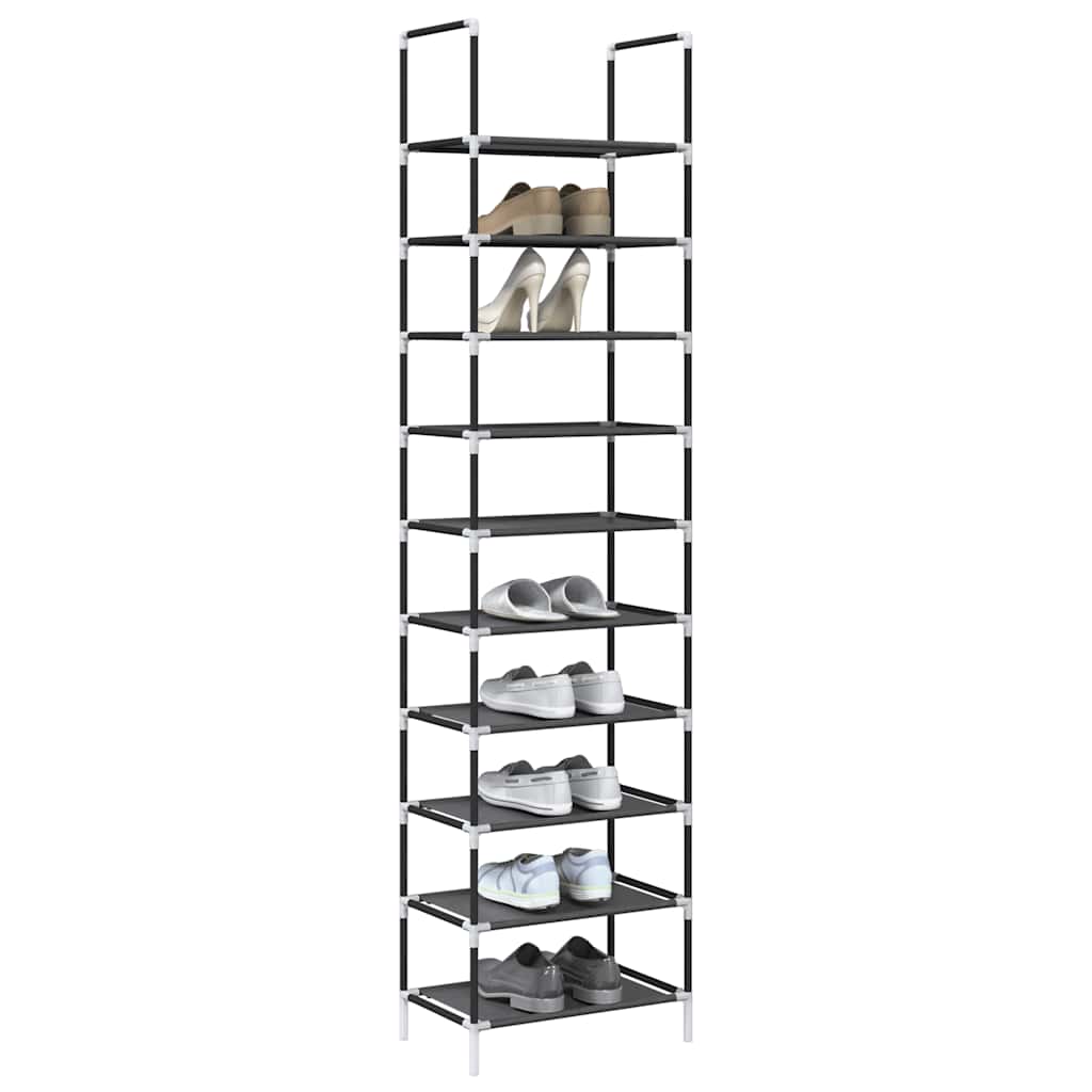 JUNG Vida Schuhregal 10-stöckig Schwarz 44x28x180 cm Vliesstoff