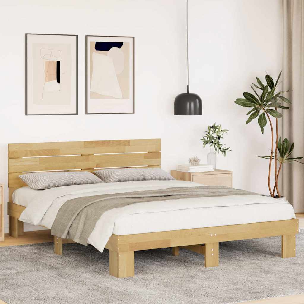 JUNG Vida Massivholzbett mit Kopfteil ohne Matratze 140x200 cm Eichenholz