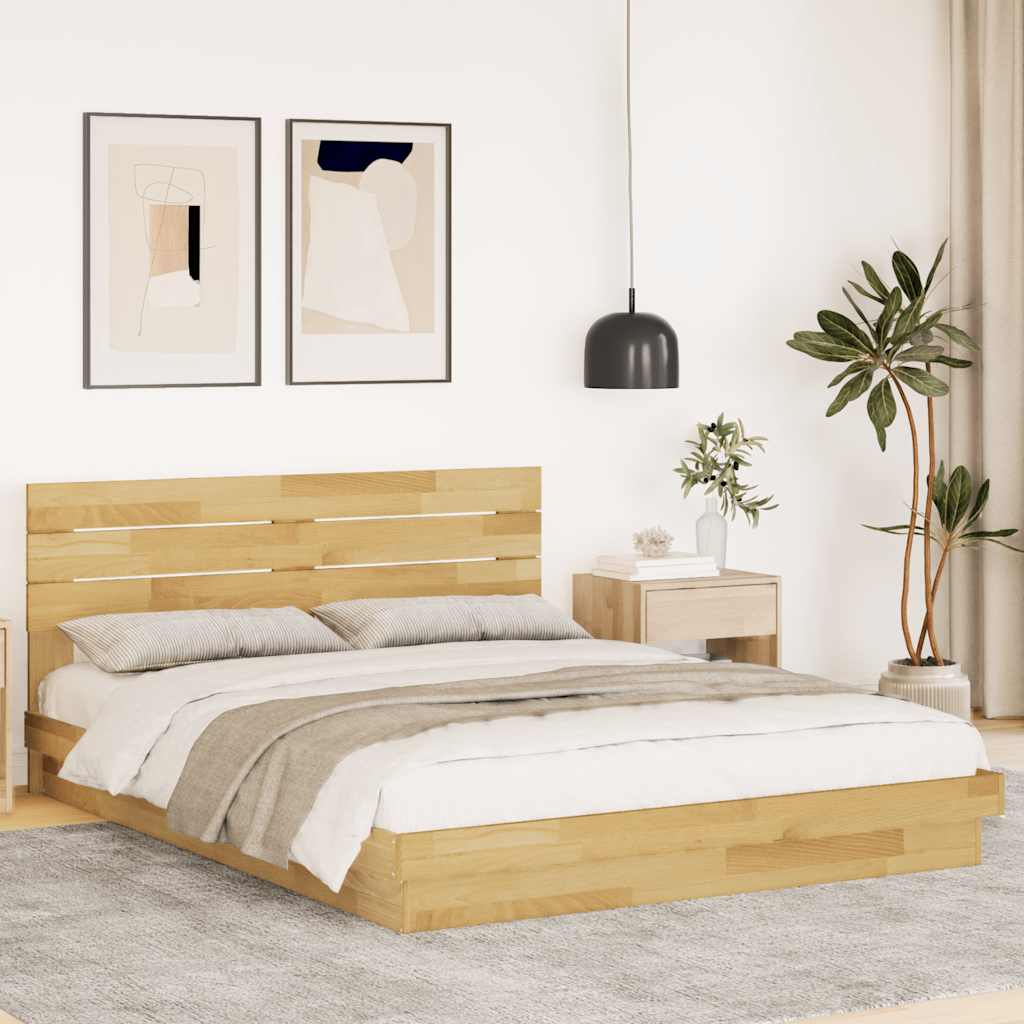 JUNG Vida Massivholzbett mit Kopfteil ohne Matratze 150x200 cm Eichenholz