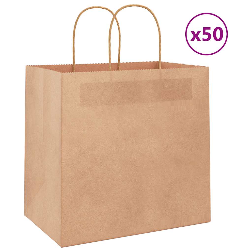 JUNG Vida Papiertragetaschen 50 Stk. mit Henkeln Braun 26x17x25 cm