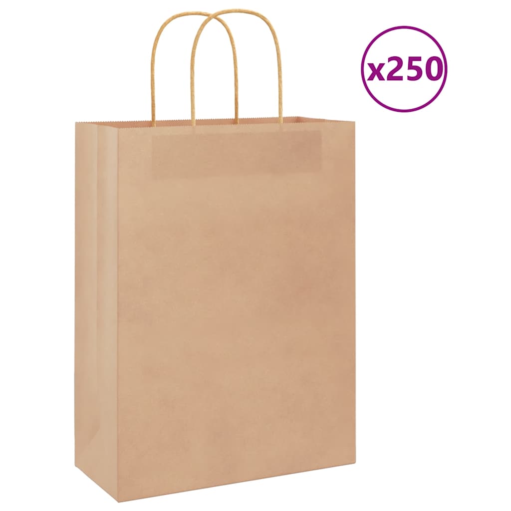 JUNG Vida Papiertragetaschen 250 Stk. mit Henkeln Braun 26x12x35 cm