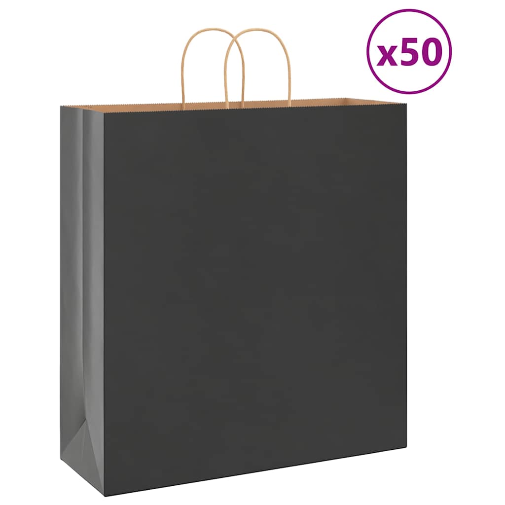 JUNG Vida Papiertragetaschen 50 Stk. mit Henkeln Schwarz 45x17x48 cm