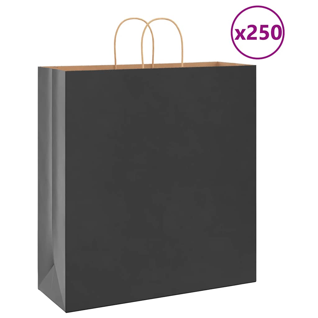 JUNG Vida Papiertragetaschen 250 Stk. mit Henkeln Schwarz 45x17x48 cm