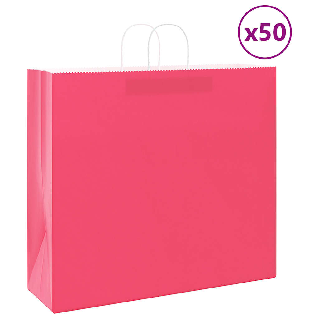 JUNG Vida Papiertragetaschen 50 Stk. mit Henkeln Rosa 54x15x49 cm