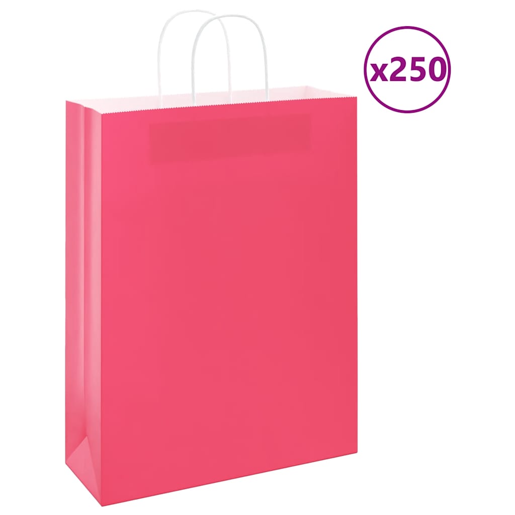JUNG Vida Papiertragetaschen 250 Stk. mit Henkeln Rosa 32x12x42 cm