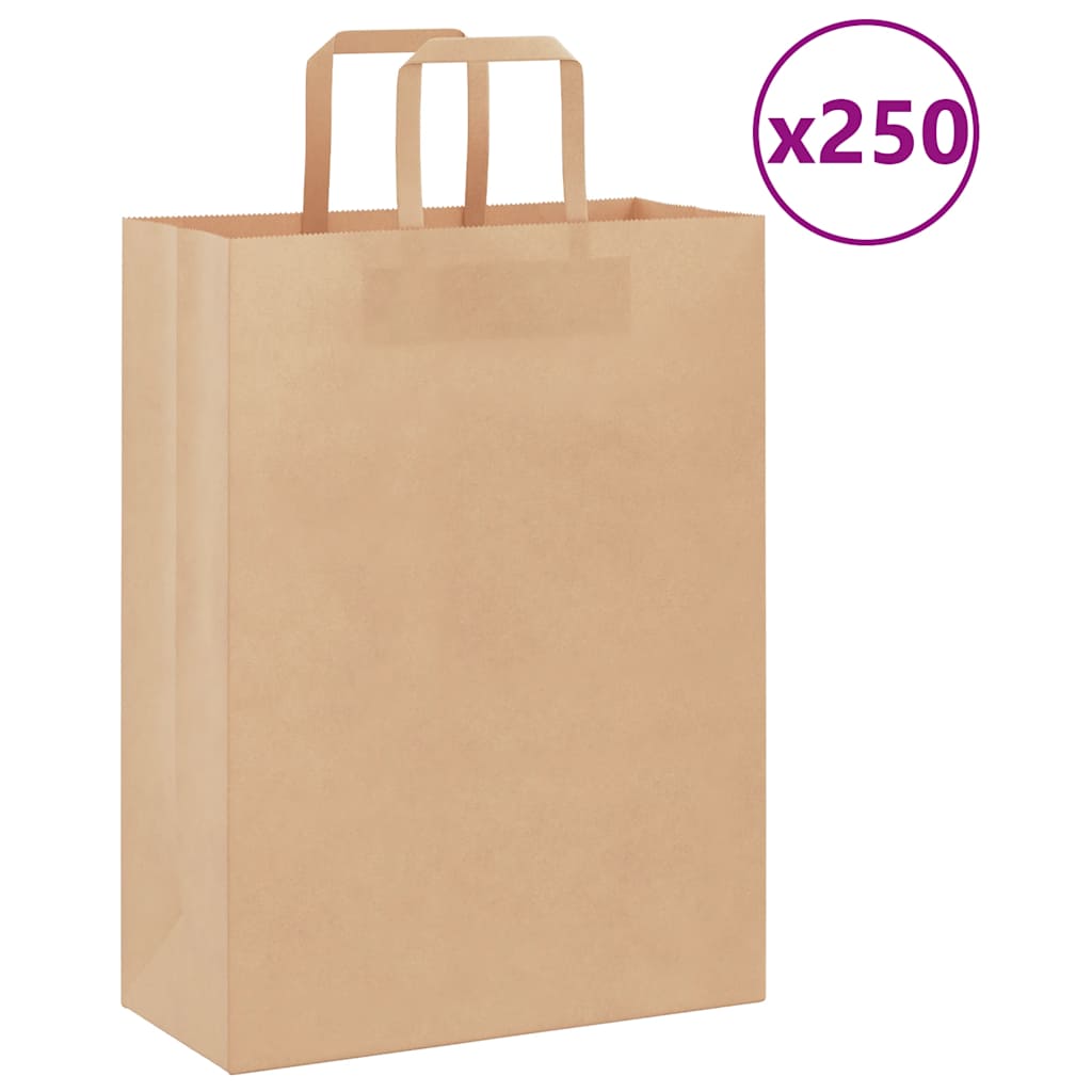 JUNG Vida Papiertragetaschen 250 Stk. mit Henkeln Braun 26x12x35 cm