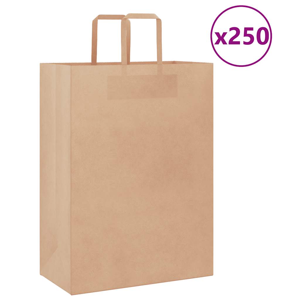 JUNG Vida Papiertragetaschen 250 Stk. mit Henkeln Braun 32x17x44 cm