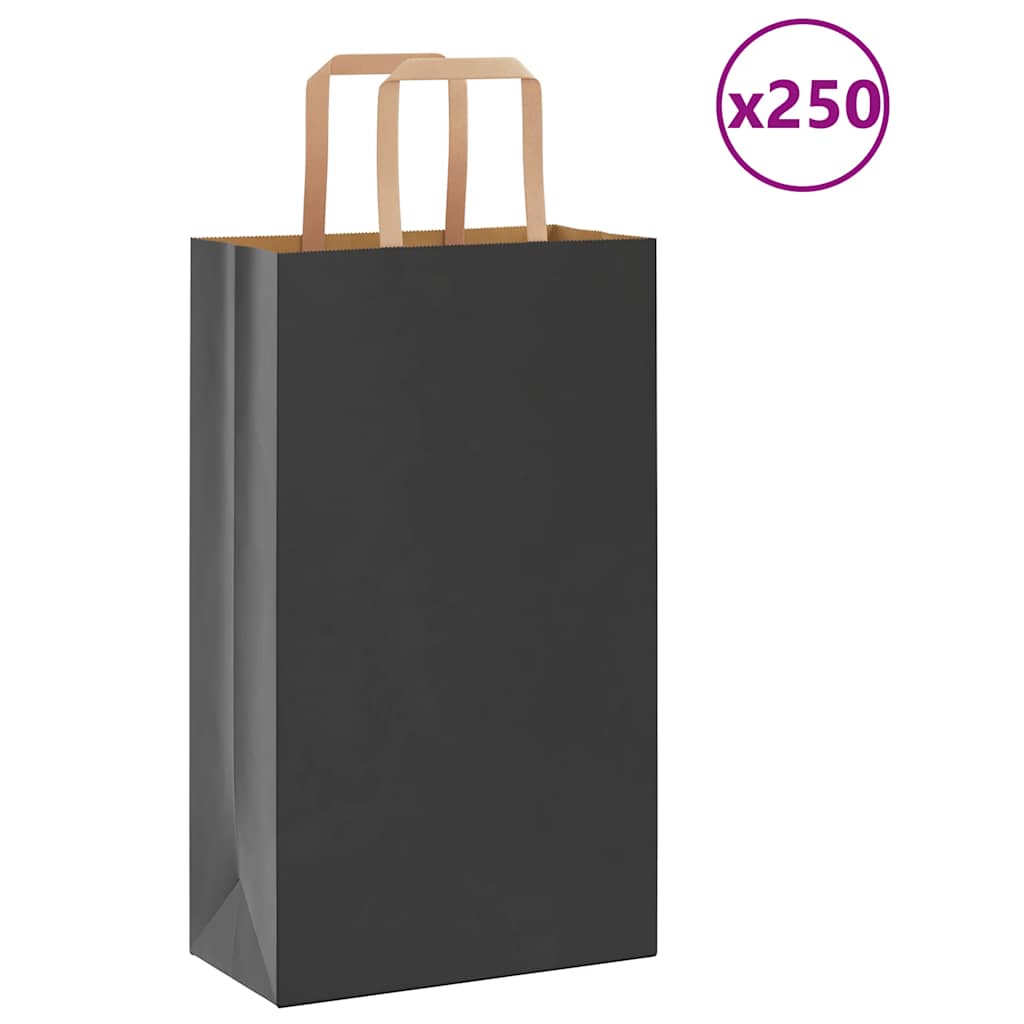 JUNG Vida Papiertragetaschen 250 Stk. mit Henkeln Schwarz 21x11x36 cm