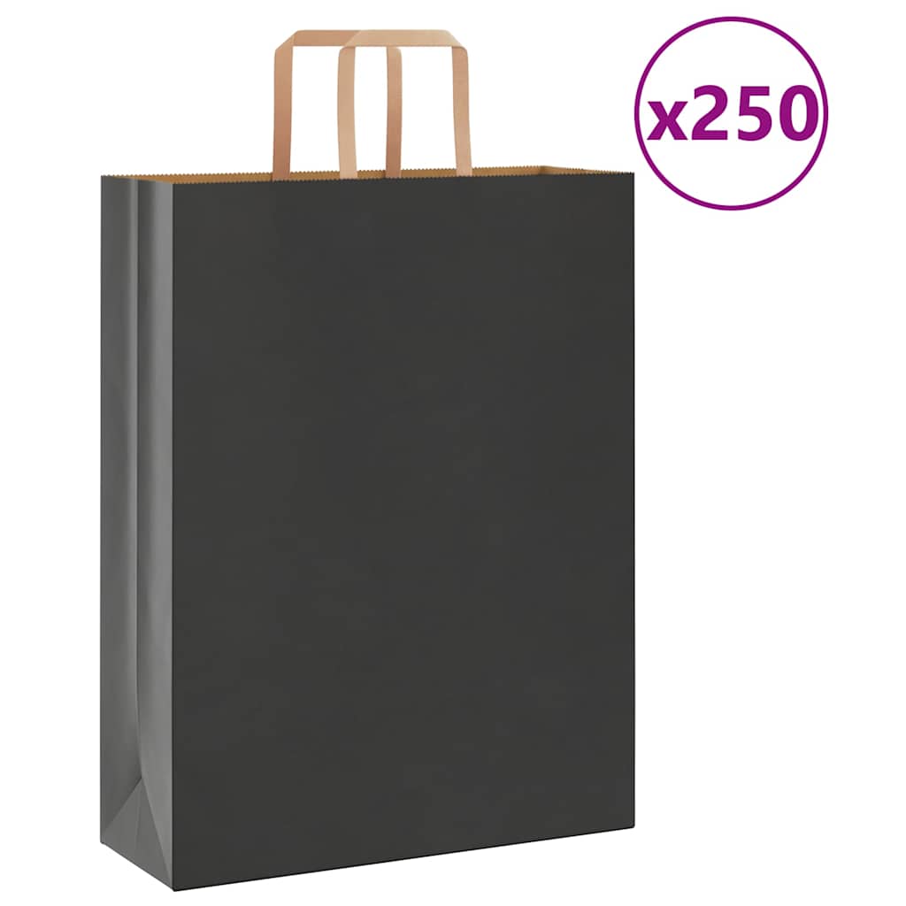 JUNG Vida Papiertragetaschen 250 Stk. mit Henkeln Schwarz 32x12x42 cm