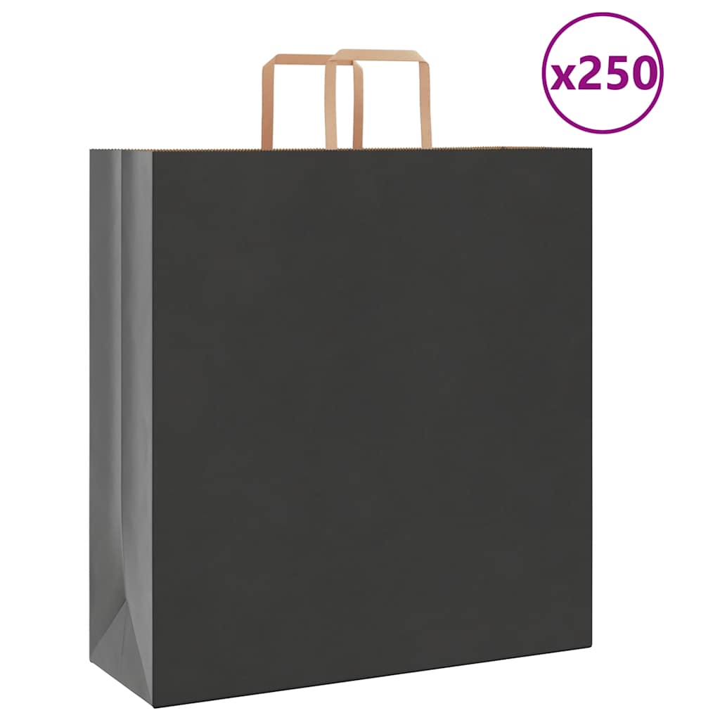 JUNG Vida Papiertragetaschen 250 Stk. mit Henkeln Schwarz 45x17x48 cm