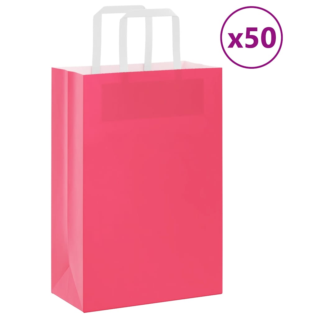 JUNG Vida Papiertragetaschen 50 Stk. mit Henkeln Rosa 21x11x31 cm