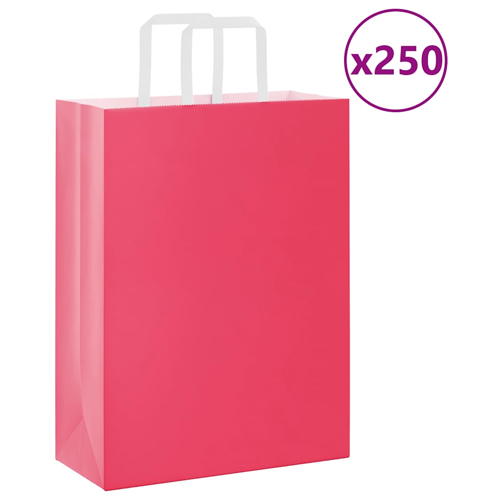 JUNG Vida Papiertragetaschen 250 Stk. mit Henkeln Rosa 26x12x35 cm