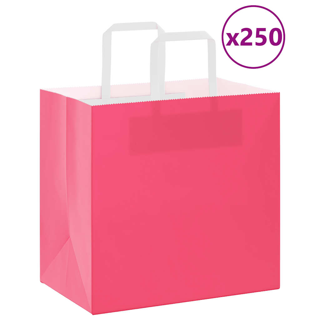 JUNG Vida Papiertragetaschen 250 Stk. mit Henkeln Rosa 26x17x25 cm