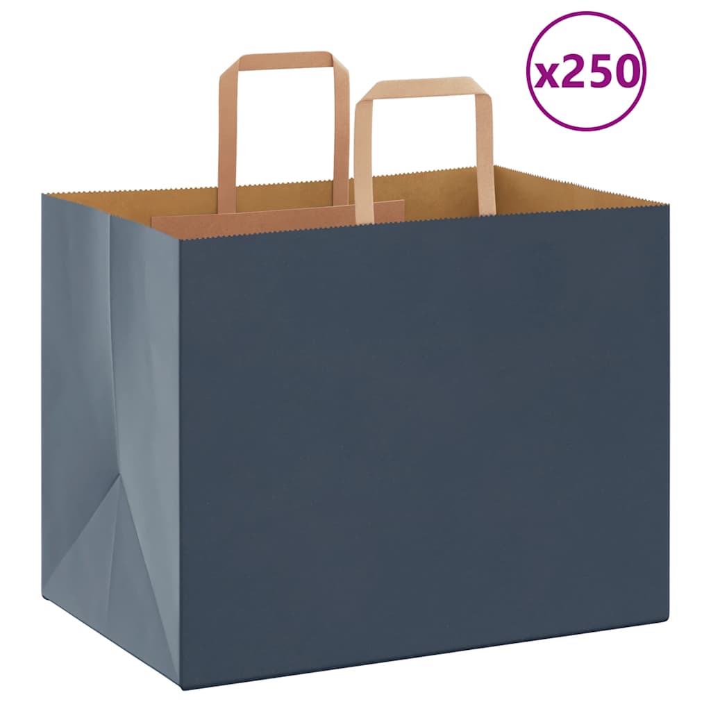 JUNG Vida Papiertragetaschen 250 Stk. mit Henkeln Blau 32x22x24 cm
