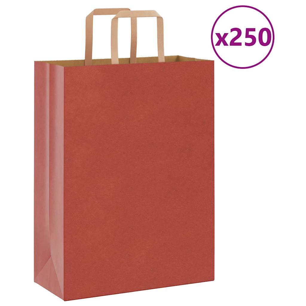 JUNG Vida Papiertragetaschen 250 Stk. mit Henkeln Rot 26x12x35 cm
