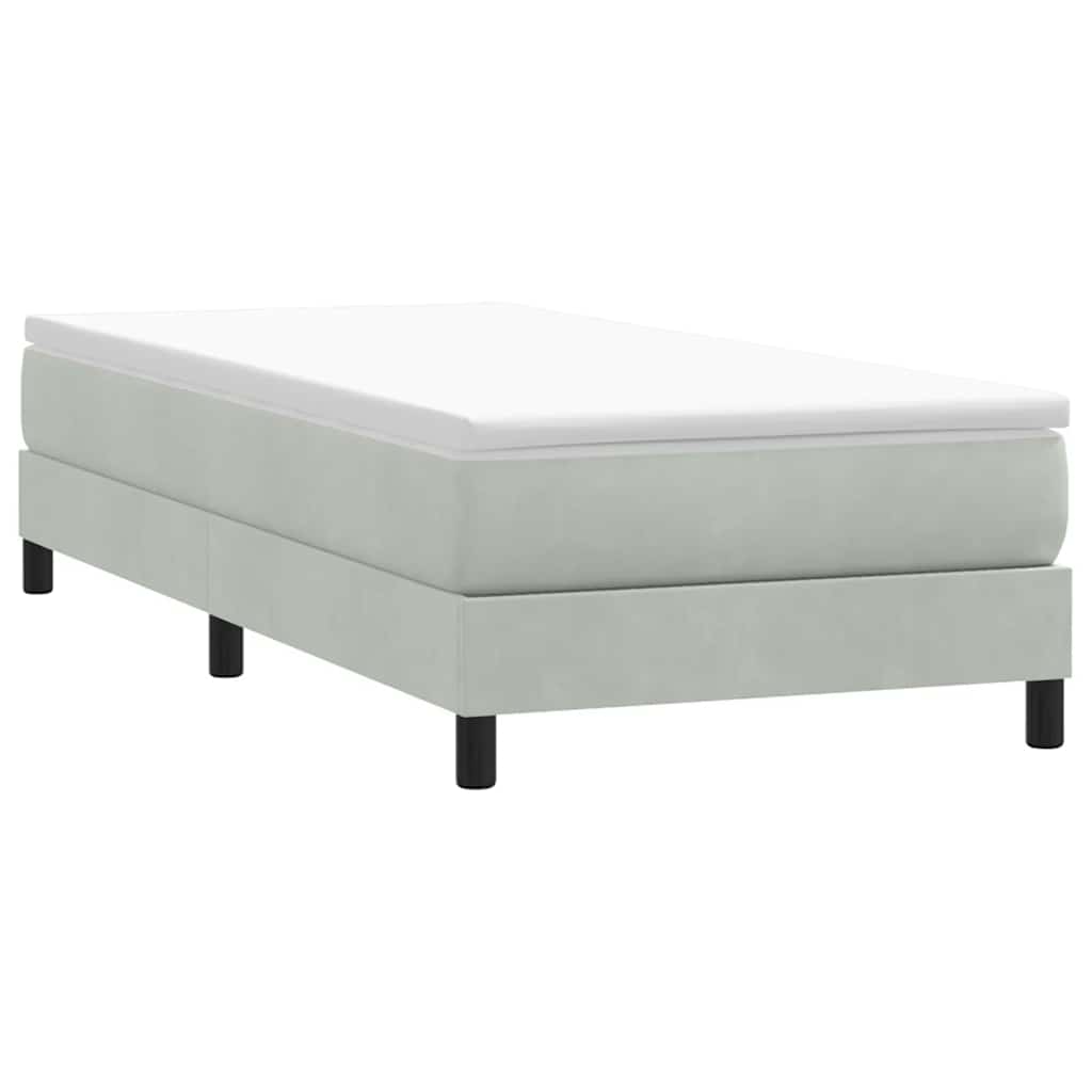 JUNG Vida Boxspringbett ohne Matratze Hellgrau 90x210 cm Samt