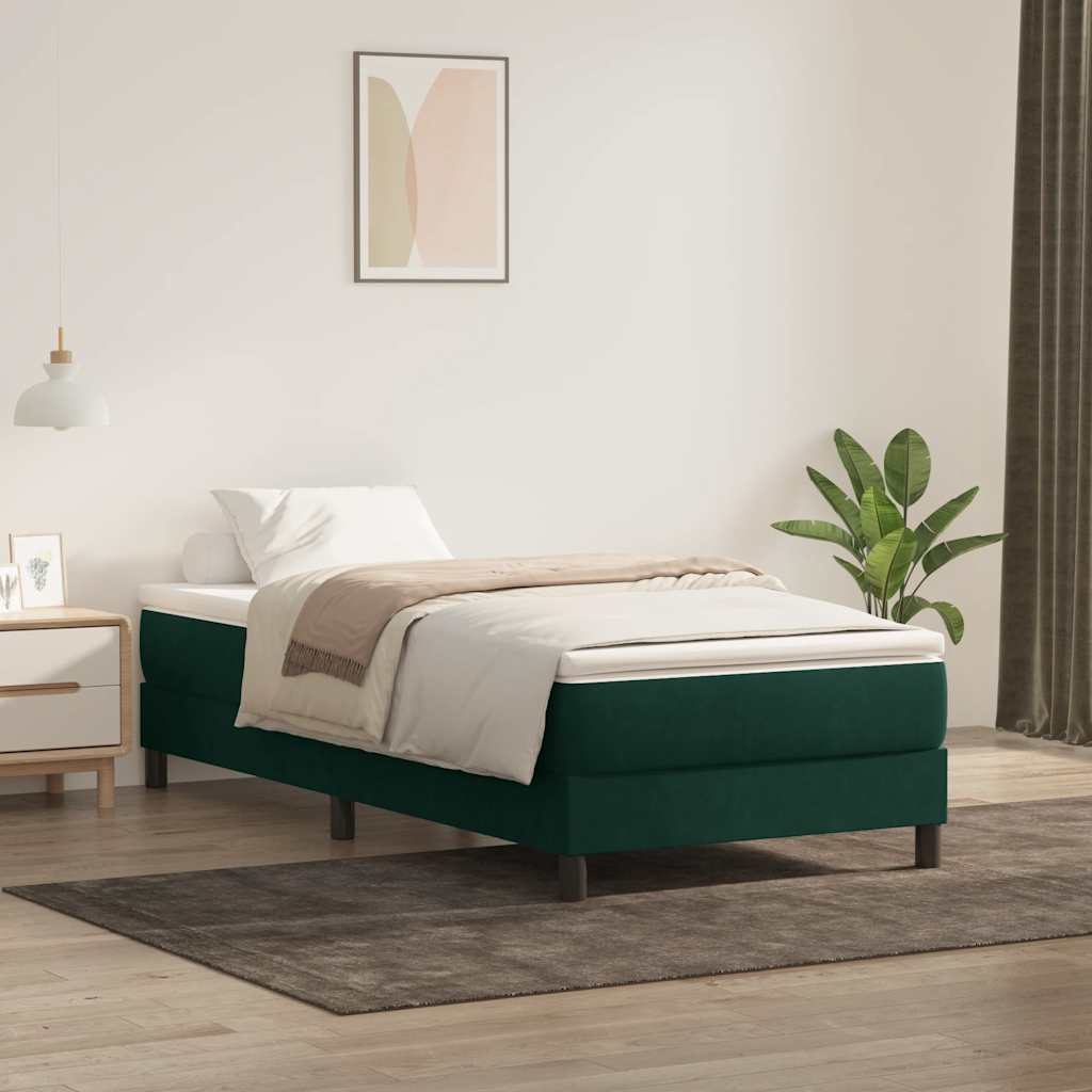 JUNG Vida Boxspringbett ohne Matratze Dunkelgrün 80x220 cm Samt