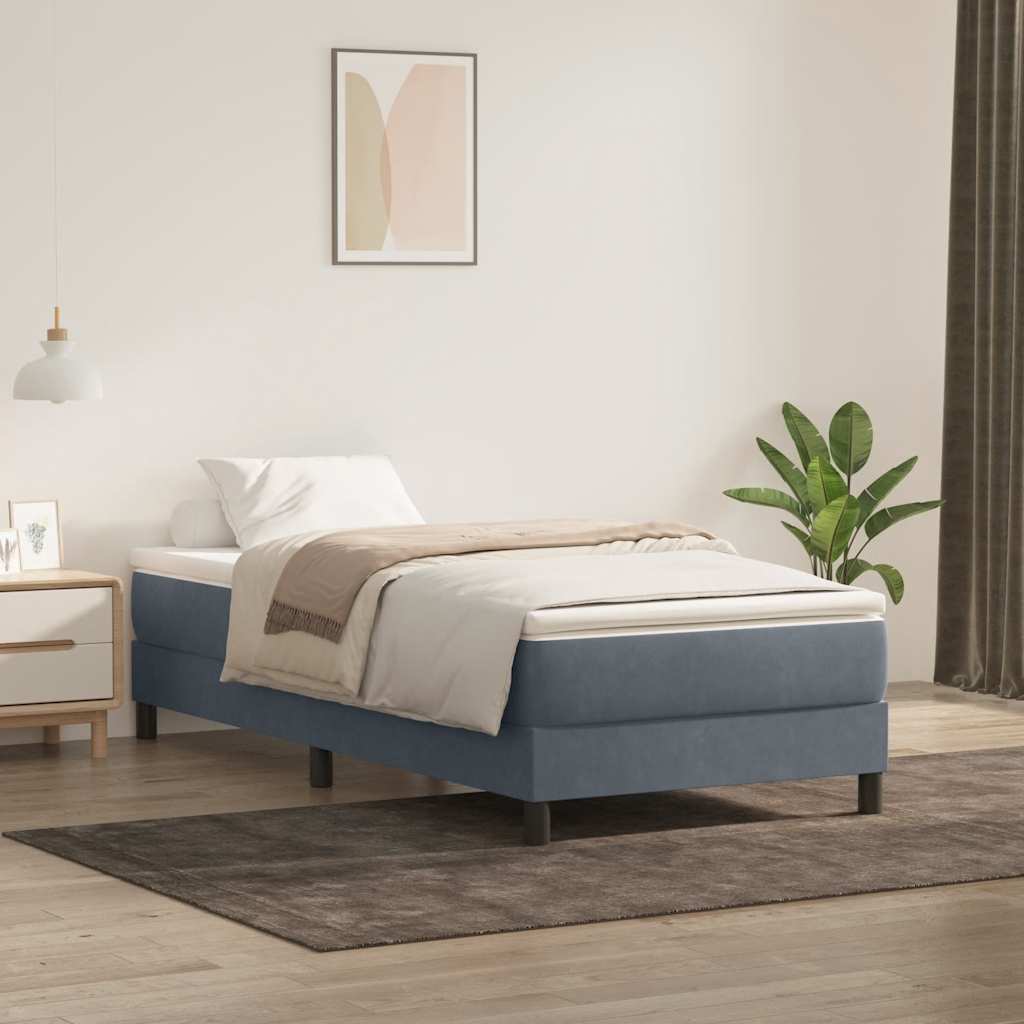 JUNG Vida Boxspringbett mit Matratze Dunkelgrau 80x210 cm Samt
