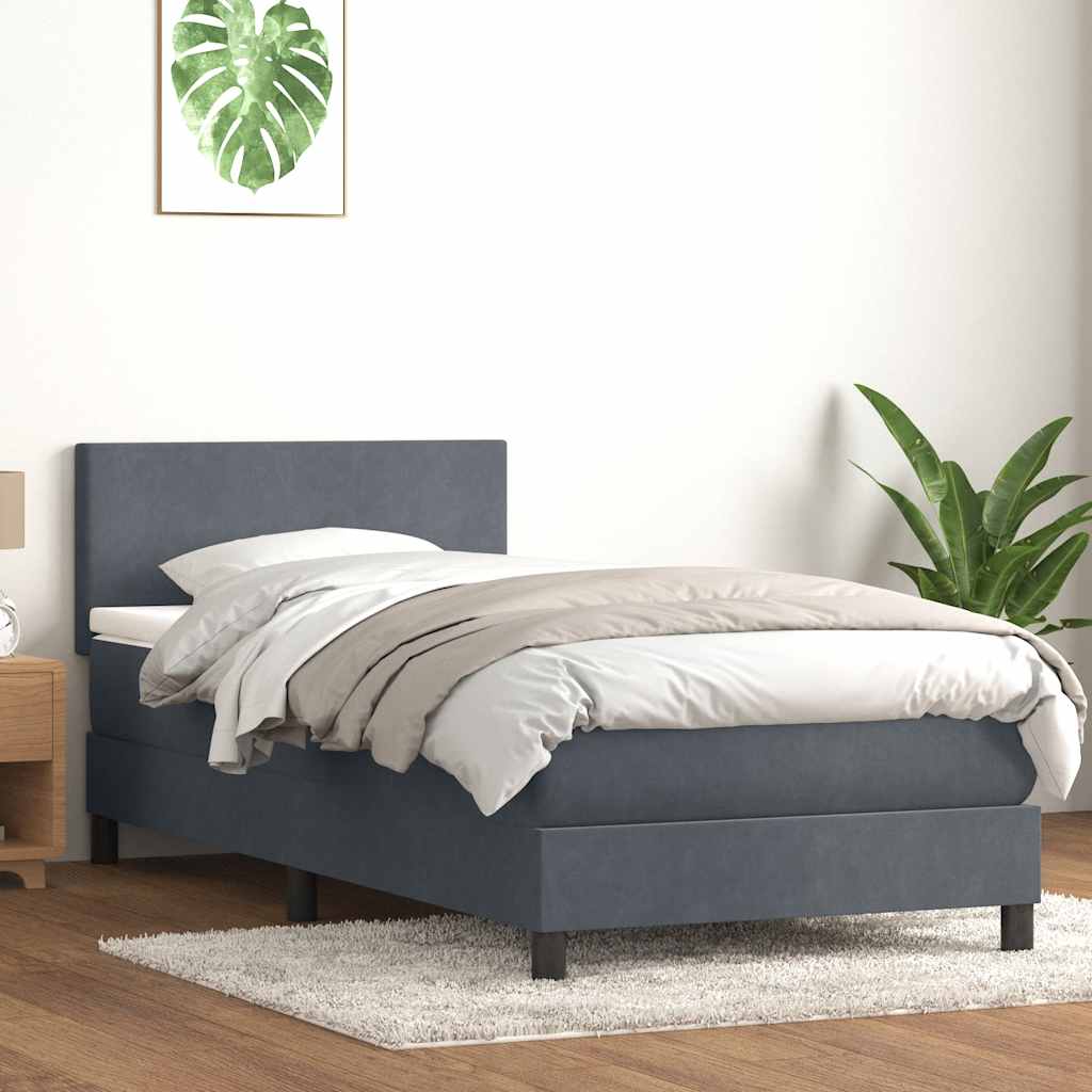 JUNG Vida Boxspringbett mit Matratze Dunkelgrau 90x210 cm Samt