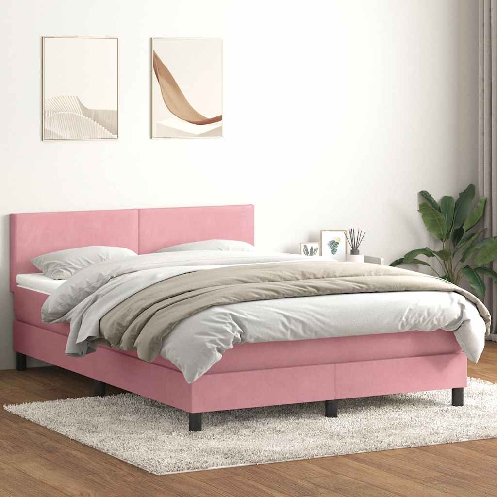 JUNG Vida Boxspringbett mit Matratze Rosa 140x210 cm Samt