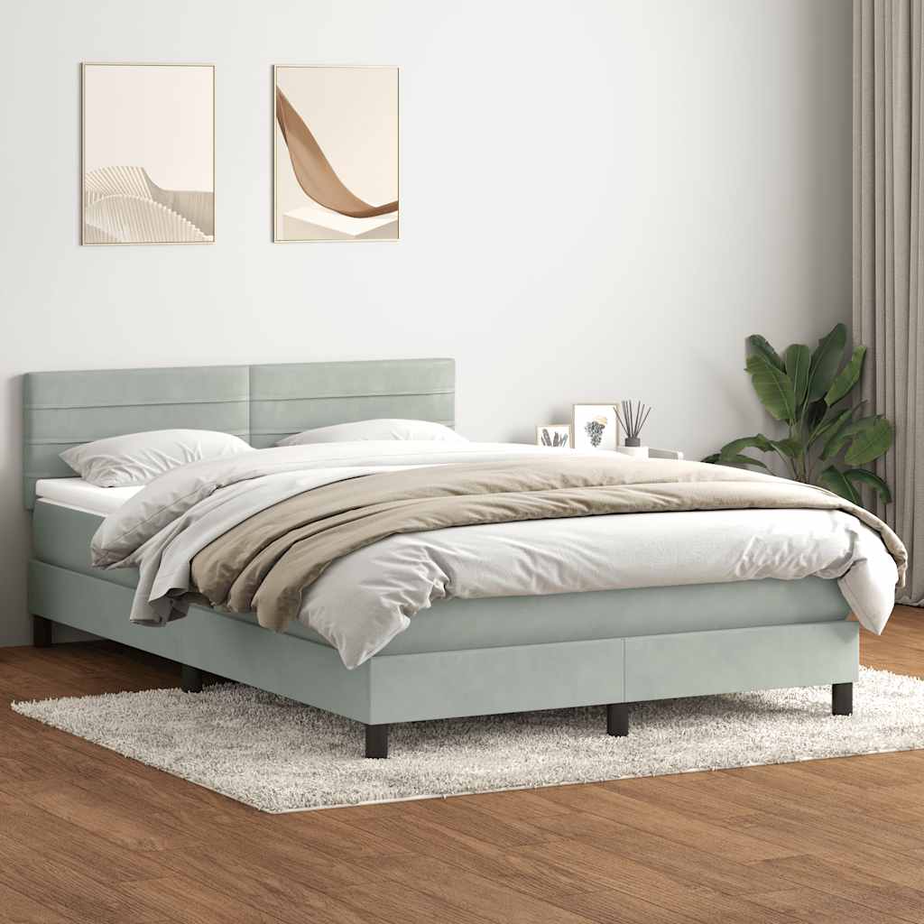 JUNG Vida Boxspringbett mit Matratze Hellgrau 160x210 cm Samt