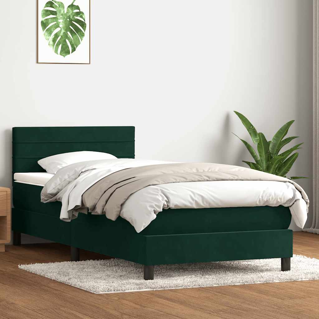 JUNG Vida Boxspringbett mit Matratze Dunkelgrün 80x220 cm Samt