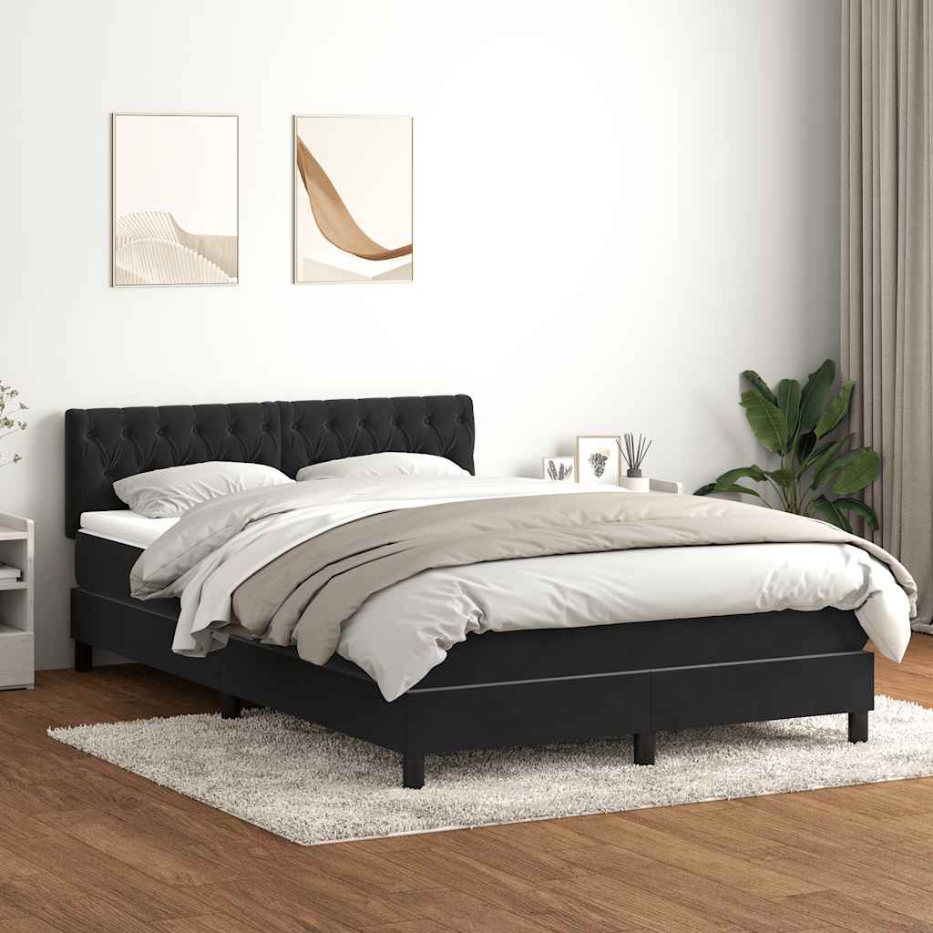 JUNG Vida Boxspringbett mit Matratze Schwarz 140x210 cm Samt